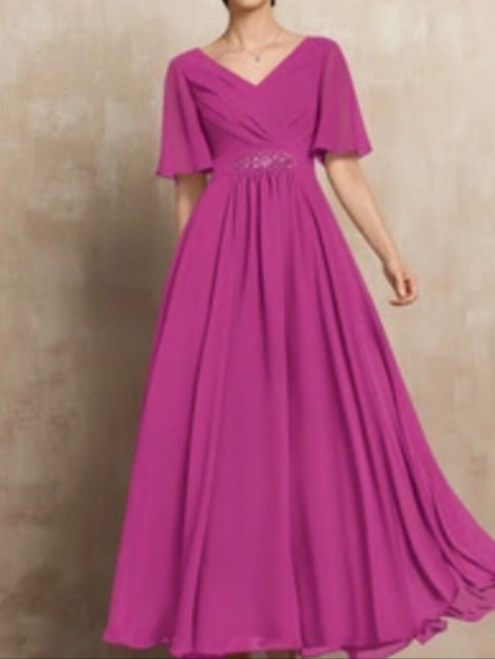 JJs House Fuchsia V-Neck Maxi Dress with Flutter Sleeves 20W NWT
